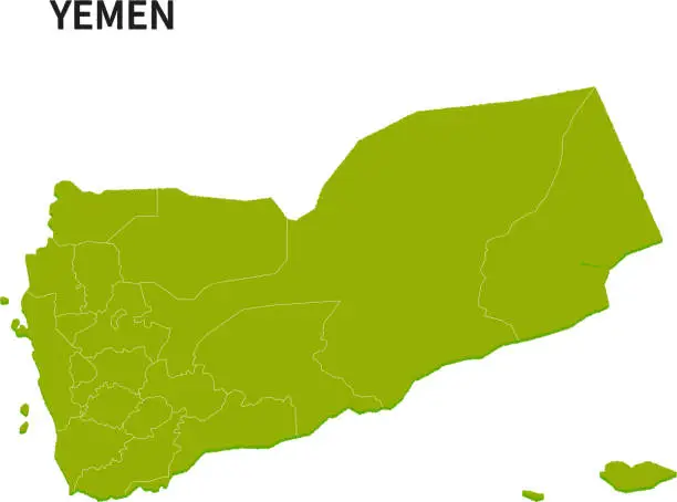 Vector illustration of Map of provinces in Yemen.