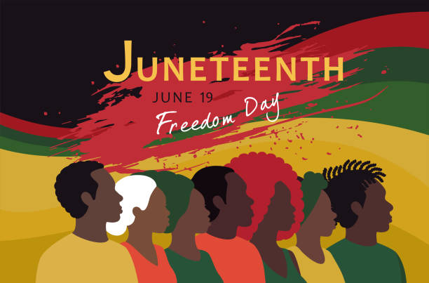 Juneteenth Celebration. Juneteenth Independence Day. Juneteenth Celebration. African-American People. June 19 Holiday. Black people background poster. juneteenth celebration stock illustrations