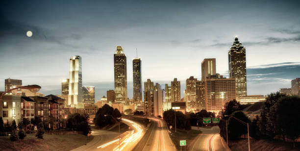 istock Downtown Atlanta Skyline in the moonlight. 1495304241