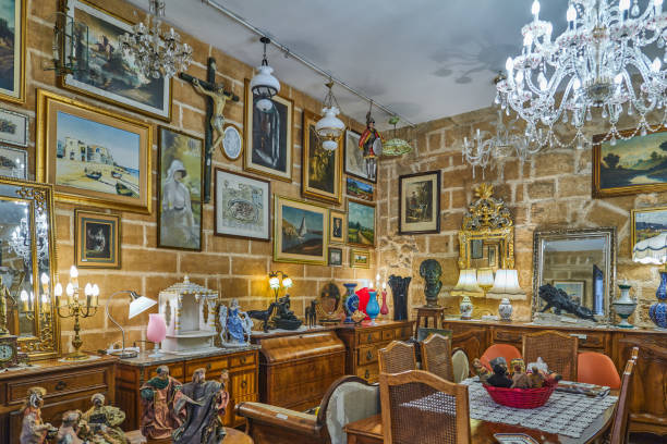 Taranto, Italy - November 2, 2022: An antique shop in the old town