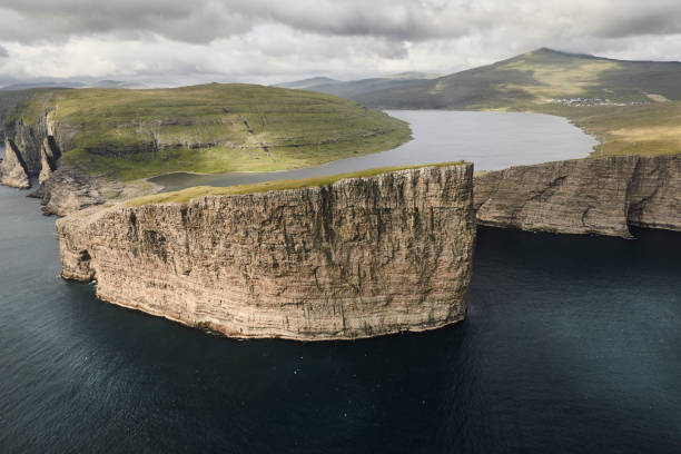 istock Faroe islands dramatic coastline in Vagar. Leitisvatn lake 1495309619