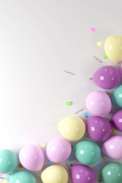 istock Fun colorful balloons corner composition on white background 1495311642