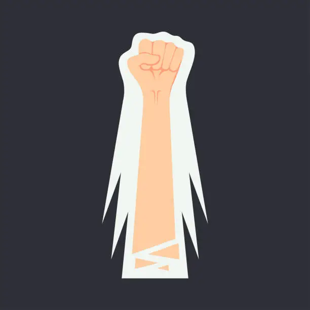 Vector illustration of Hands clenched power strength