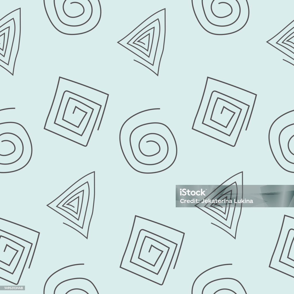 Seamless Pattern With Hand Drawing Outline Shape Elements Stock ...