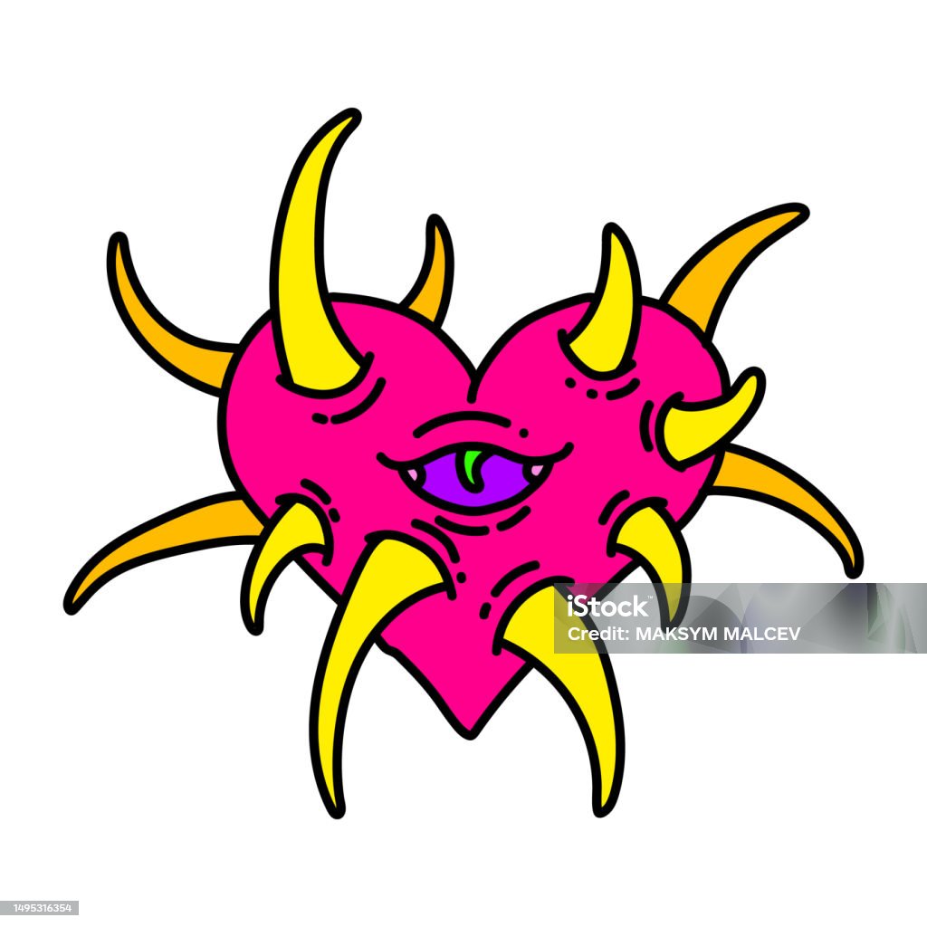 Scarry Heart Monster Heart With Teeth Spiky Heart Illustration Horror Heart For ...
