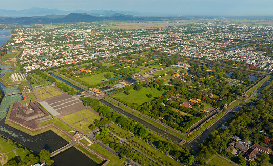 Panoramic view of Hue Imperial Citadel from above, Thua Thien Hue province