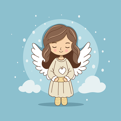 Vector graphics girl angel angel cute angel gentle color palette pastel colors