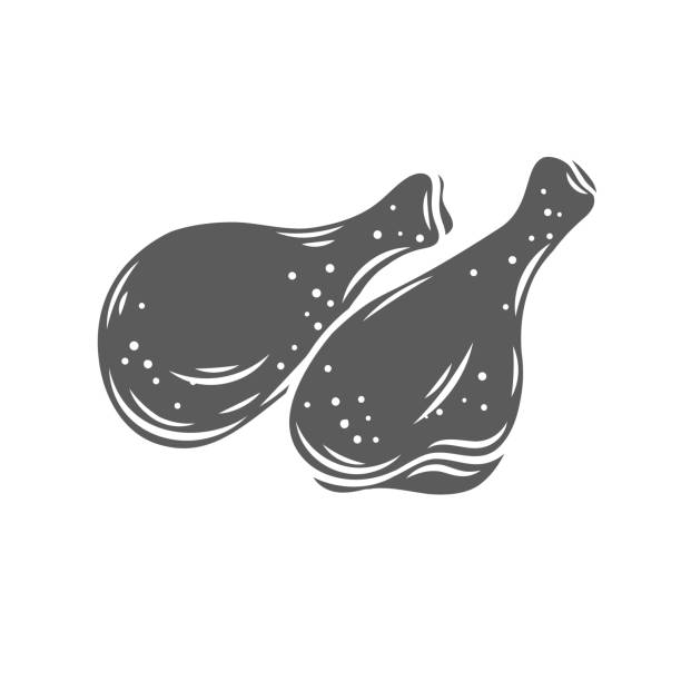 ilustrações de stock, clip art, desenhos animados e ícones de chicken legs glyph icon - cooked barbecue eating serving