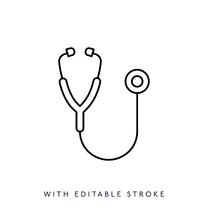 Stethoscope line icon editable stroke