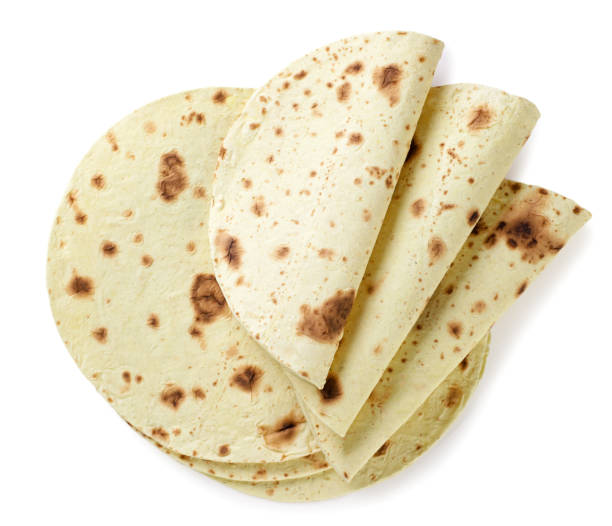 istock Thin pita, lavash on a white background. Top view 1495327471