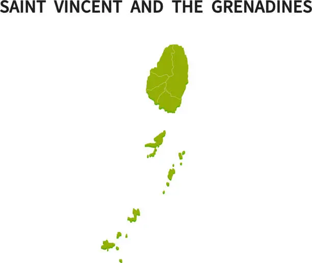 Vector illustration of Map of provinces in Saint Vincent and The Grenadines