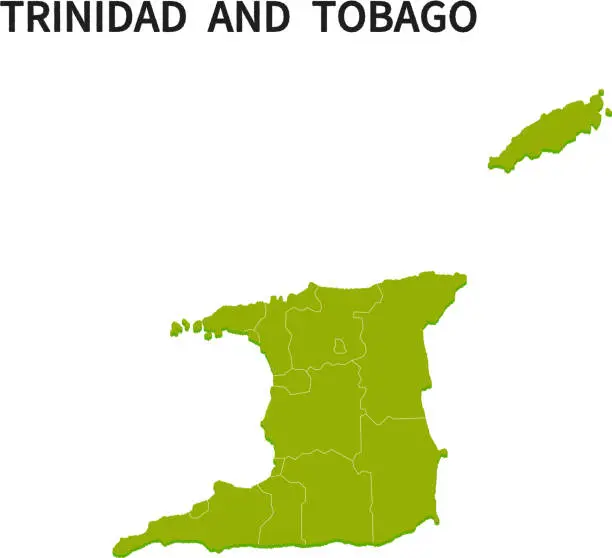 Vector illustration of Map of provinces in Trinidad and Tobago