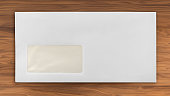Blank postal envelope with address window