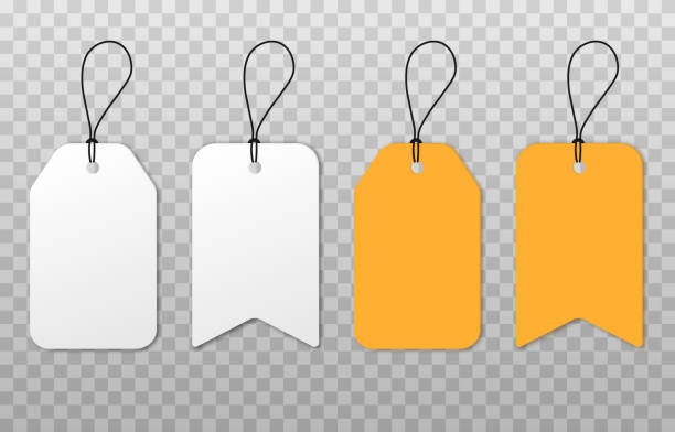 istock Vector empty price tags. White and yellow price tags. Template of price tags, labels, tags. Paper discounts on an isolated transparent background. 1495333531