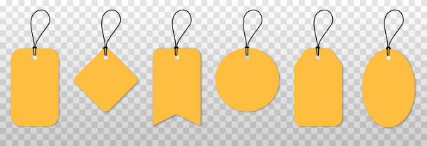istock Vector empty price tags. Yellow price tags. Template of price tags, labels, tags. Paper discounts on an isolated transparent background. 1495333539