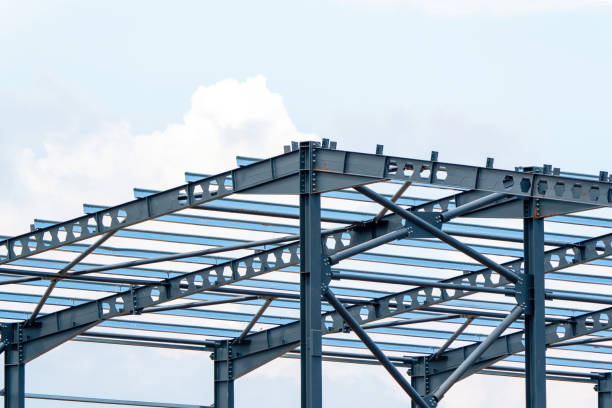 istock Building construction with steel construction, steel roof. 1495334547