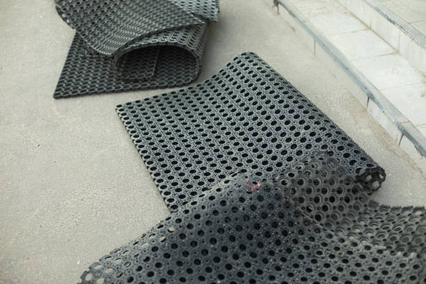 istock Rubber mat. Carpet in dust. Rubber coating. Cleaning mat. 1495336466