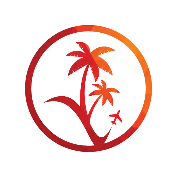 illustrations, cliparts, dessins animés et icônes de vecteur d’icône de conception de logo de plage de voyage. - tropical climate airplane island hawaii islands