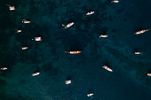 Aerial View of Aegean Sea With Luxury Yachts