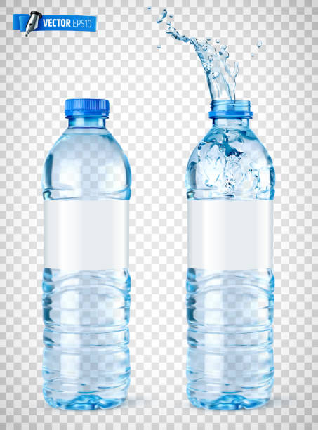 Vector realistic water bottles Vector realistic illustration of water bottles on a transparent background. wet bottle stock illustrations