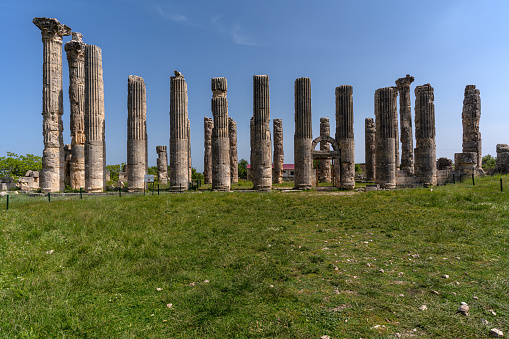 Diocaesarea Roman Temples in Mersin,Turkey named Uzuncaburc, archeological site of uzuncaburc near Silifke, south coast, Anatolia, Turkey.