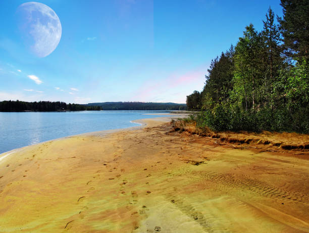 golden beach and moon in Lycksele