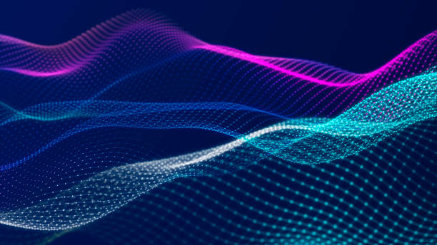 istock Lights background. Colored music wave. Big data digital code. Futuristic dots Illustration. 3D 1495342691
