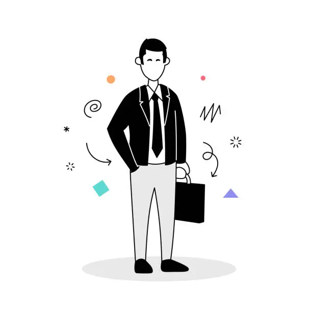 Vector illustration of Businessman with briefcase standing