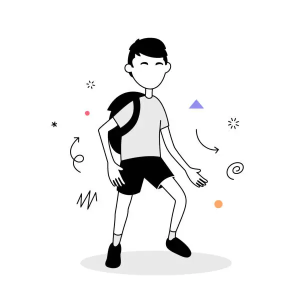 Vector illustration of Young student with backpack standing