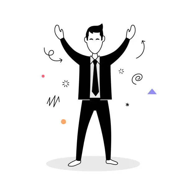 Vector illustration of Businessman standing with arms wide open