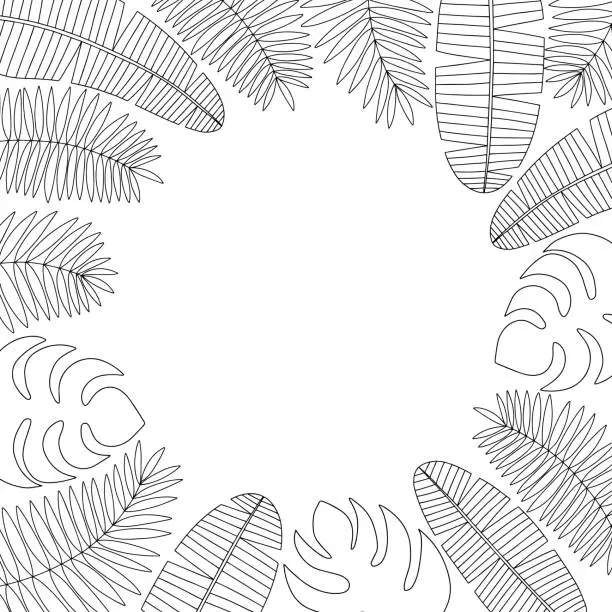 Vector illustration of Tropical leaves sketches template