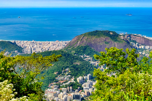 Landscape view from Corcovado in the Tijuca Forest national park.