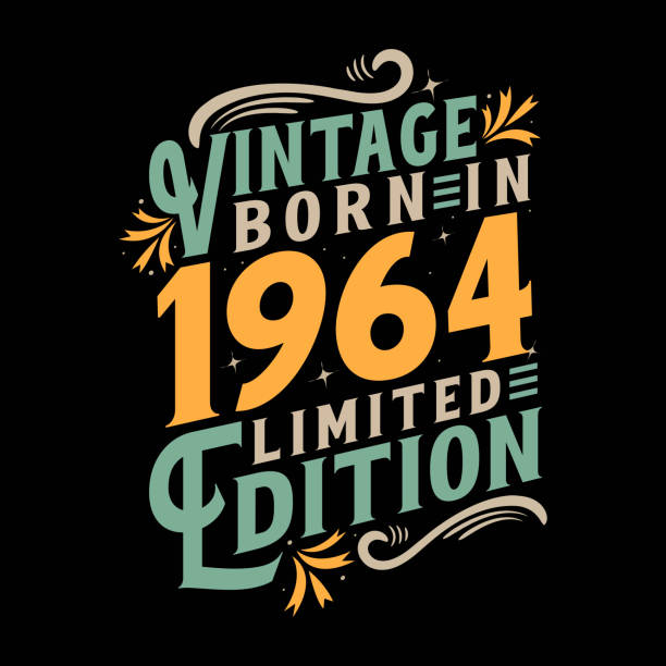 Vintage Born in 1964, Born in Vintage 1964 Birthday Celebration Vintage Born in 1964, Born in Vintage 1964 Birthday Celebration 1964 stock illustrations