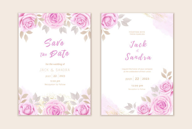 Beautiful floral wedding invitation card template. Elegant vector roses cards