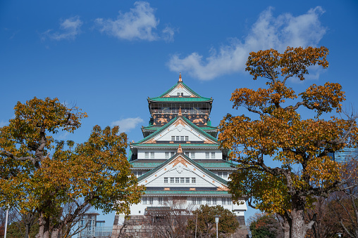 Osaka,Japan -December,18:The castle is one of Japan's most famous landmarks and it played a major role in the unification of Japan during the sixteenth century, Osaka Castle Japan
