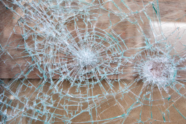 Broken window in a Brussels side street