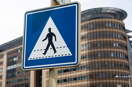 Pedestrian crossing sign near Brussels Midi railway station
