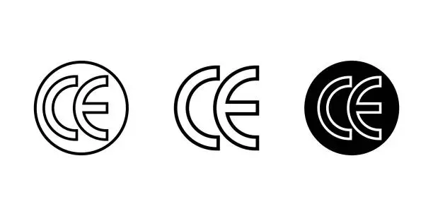 Vector illustration of CE mark symbol. Collection of CE vector icon. Europe certificate mark different style.