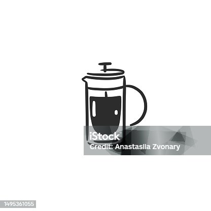 istock Hand drawn vector abstract graphic doodle simple minimalistic line illustrations collection with brewing coffee,preparing coffee drinks. Coffee vector drawing icon isolated.Coffee shop design concept. 1495361055