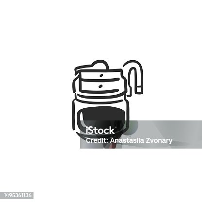 istock Hand drawn vector abstract graphic doodle simple minimalistic line illustrations collection with brewing coffee,preparing coffee drinks. Coffee vector drawing icon isolated.Coffee shop design concept. 1495361136