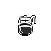 istock Hand drawn vector abstract graphic doodle simple minimalistic line illustrations collection with brewing coffee,preparing coffee drinks. Coffee vector drawing icon isolated.Coffee shop design concept. 1495361136