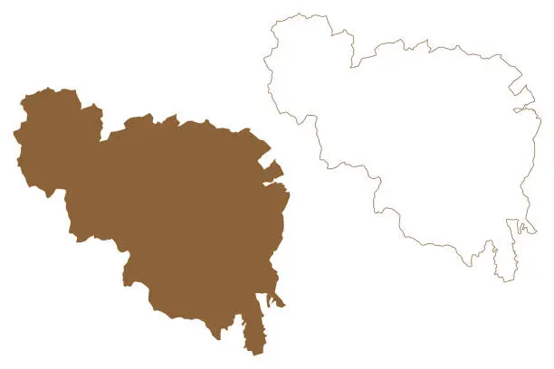Vector illustration of Neunkirchen district (Republic of Austria or Österreich, Lower Austria or Niederösterreich state) map vector illustration, scribble sketch Bezirk Neunkirchen map