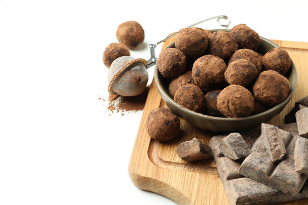 istock Concept of sweets with truffles on white background 1495363257