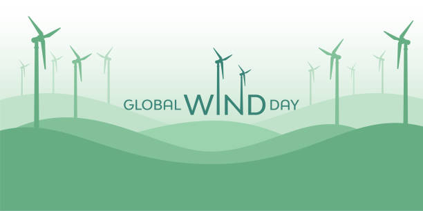 ilustrações de stock, clip art, desenhos animados e ícones de global wind day is an annual event celebrated on june 15th. - trade winds