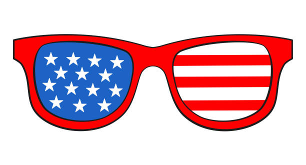 istock Glasses in the USA flag colors. Vector illustration 1495364654