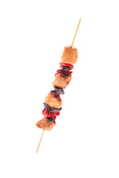 Tasty chicken shashlik isolated on white background
