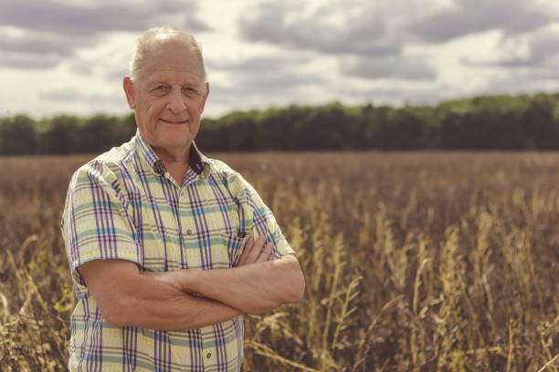 istock Proud senior farmer standing infront of his field 1495371108