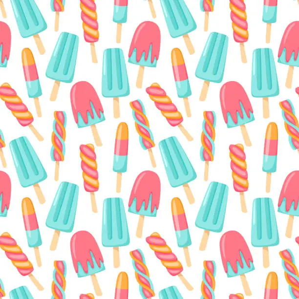 Vector illustration of Seamless pattern with different types of ice creams