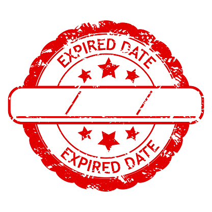 Expired date mark for product, termination and limitation. Vector illustration. Validity time, countdown product timer, marketinh pictogram, notice sticker, date caution, quality red stamp