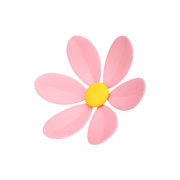 istock Pink flower romantic chamomile bud with six petals botanical floristic decor 3d icon vector 1495377747